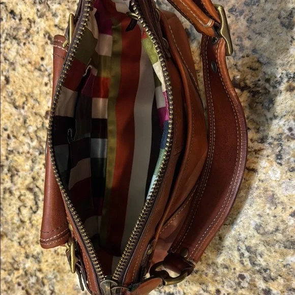 Coach Tan Leather Shoulder Bag with Brass Accents - Picture 5 of 8